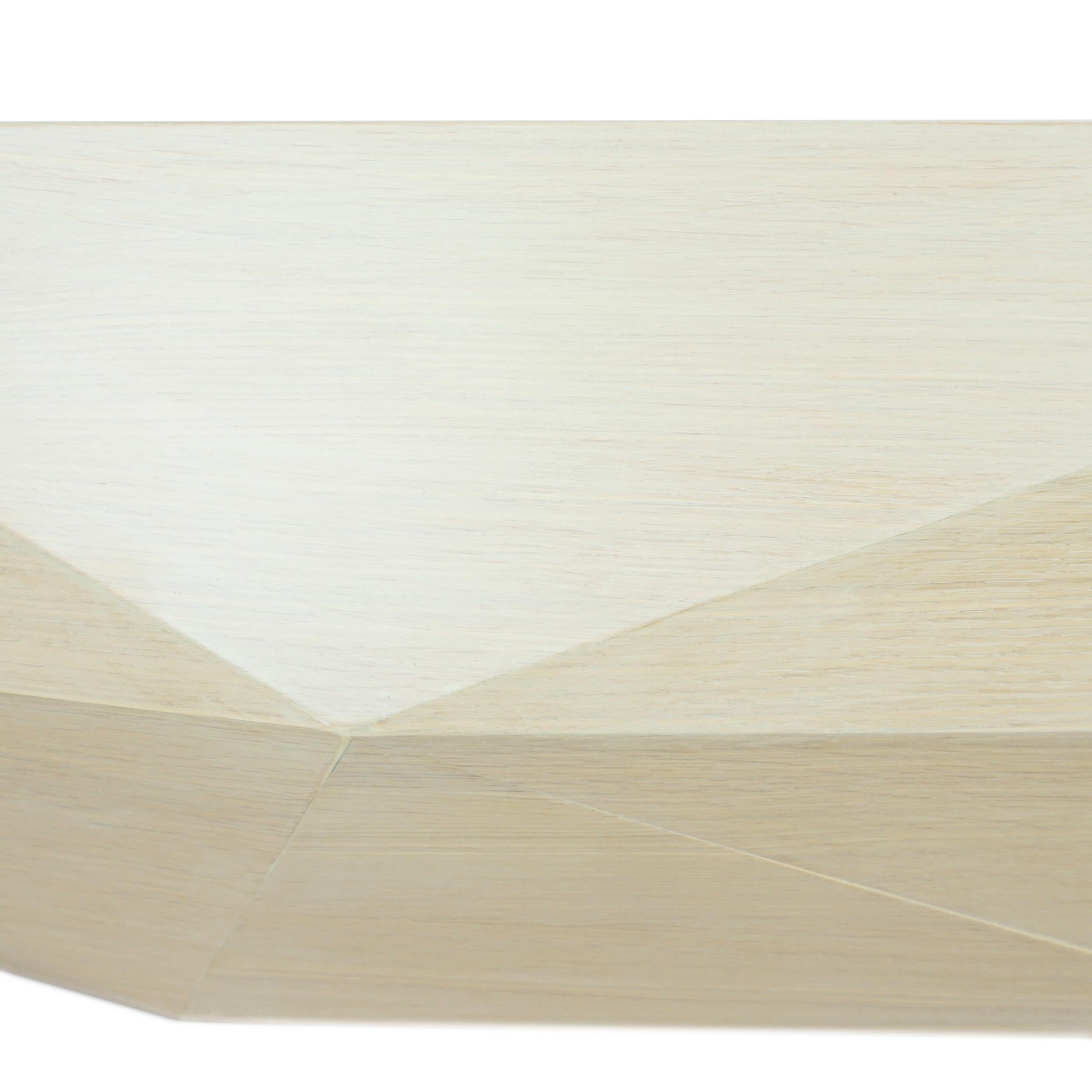 Faceted White Oak Veneer Coffee Table For Sale 11