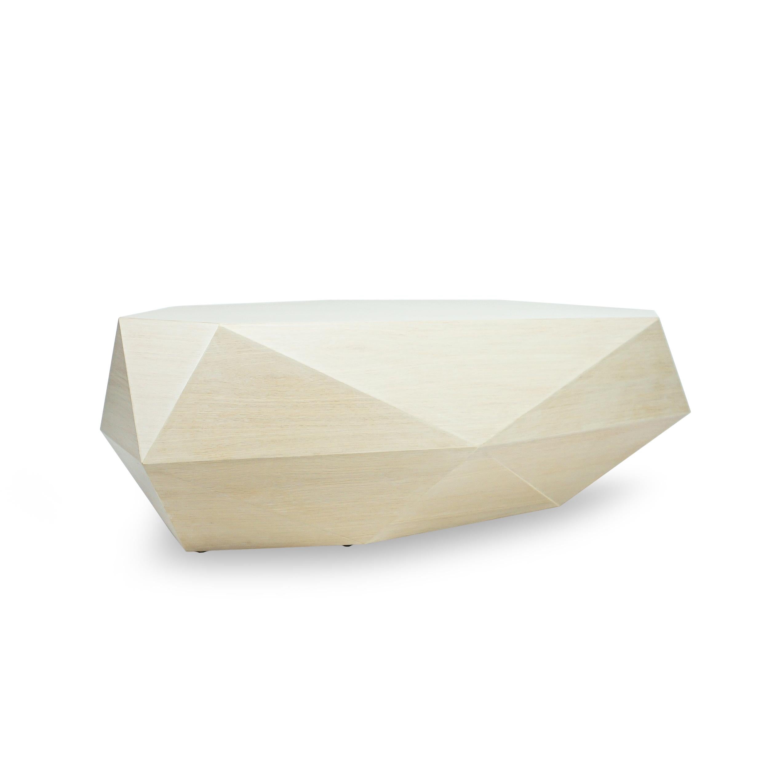 American Faceted White Oak Veneer Coffee Table For Sale