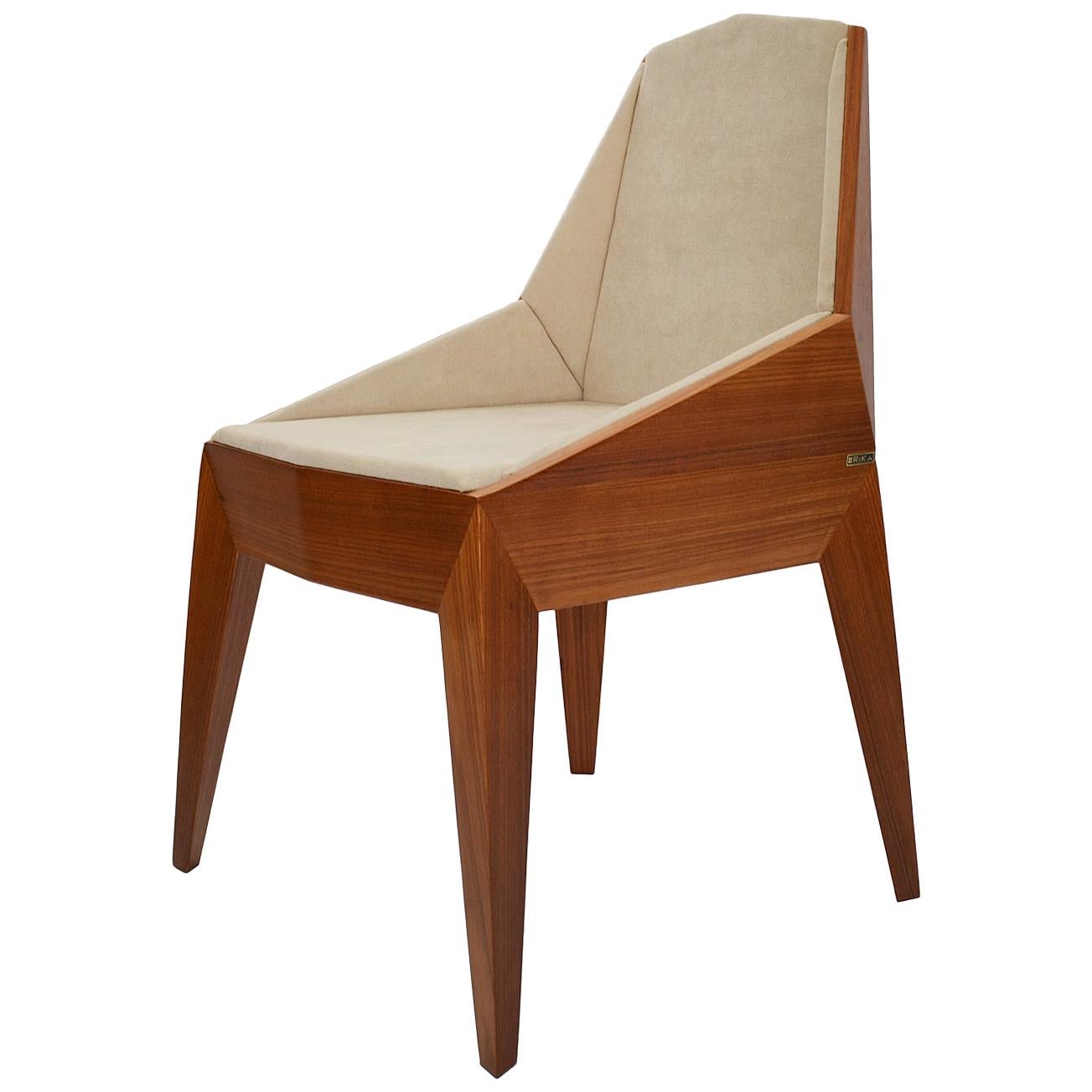 Faceted Wood Chair, Triarm, Contemporary Brazilian Design For Sale