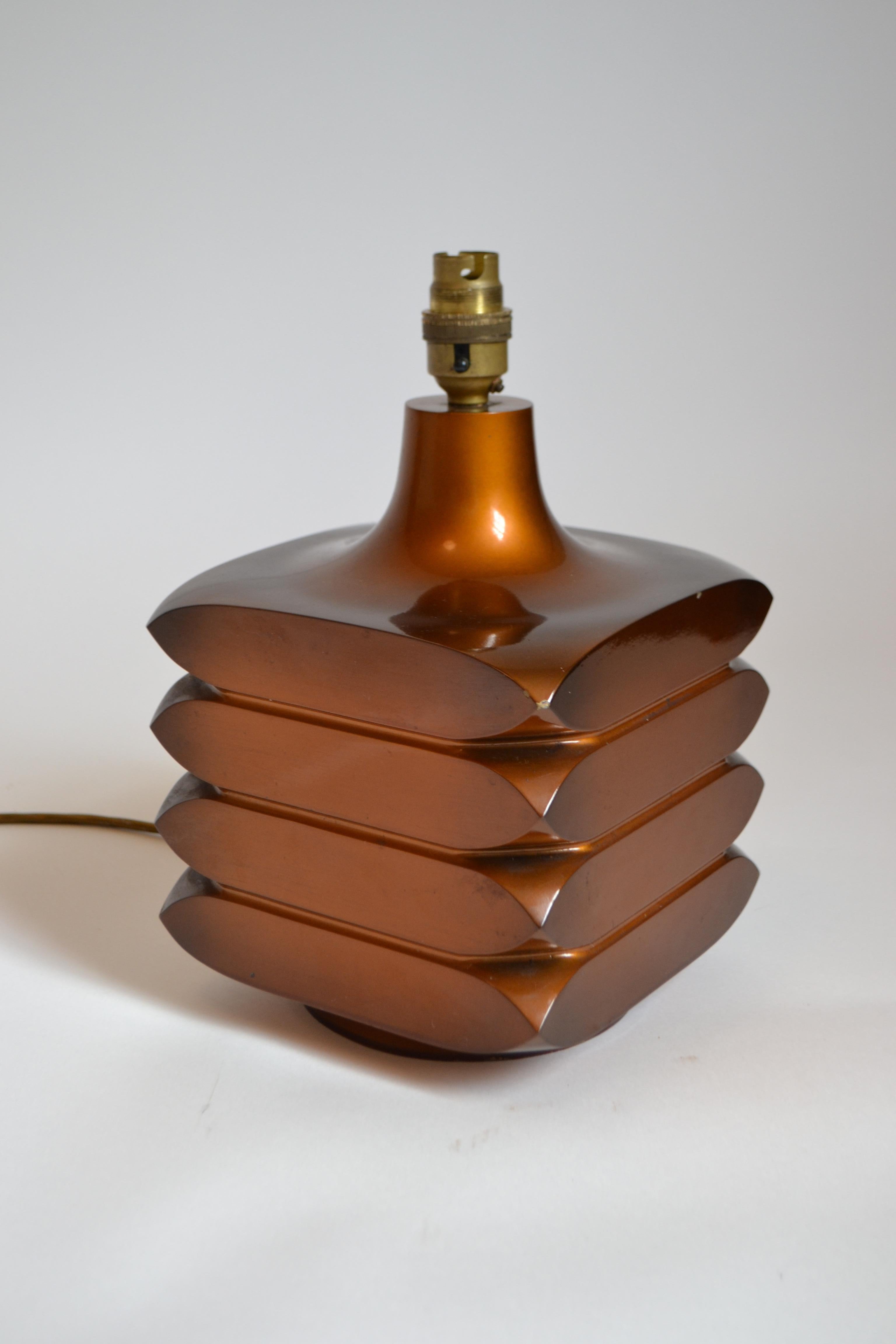1970s Facette copper ceramic table lamp designed by Carl Zalloni and manufactured by Steuler Germany. Small chips to corner as pictured.