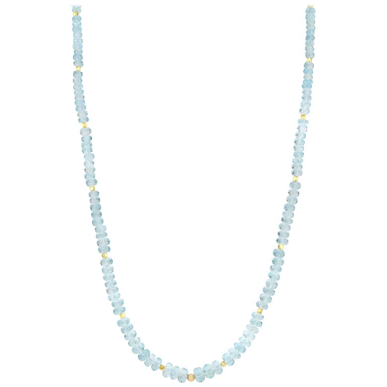 Aquamarine bead necklace 18.5 inches Artisan