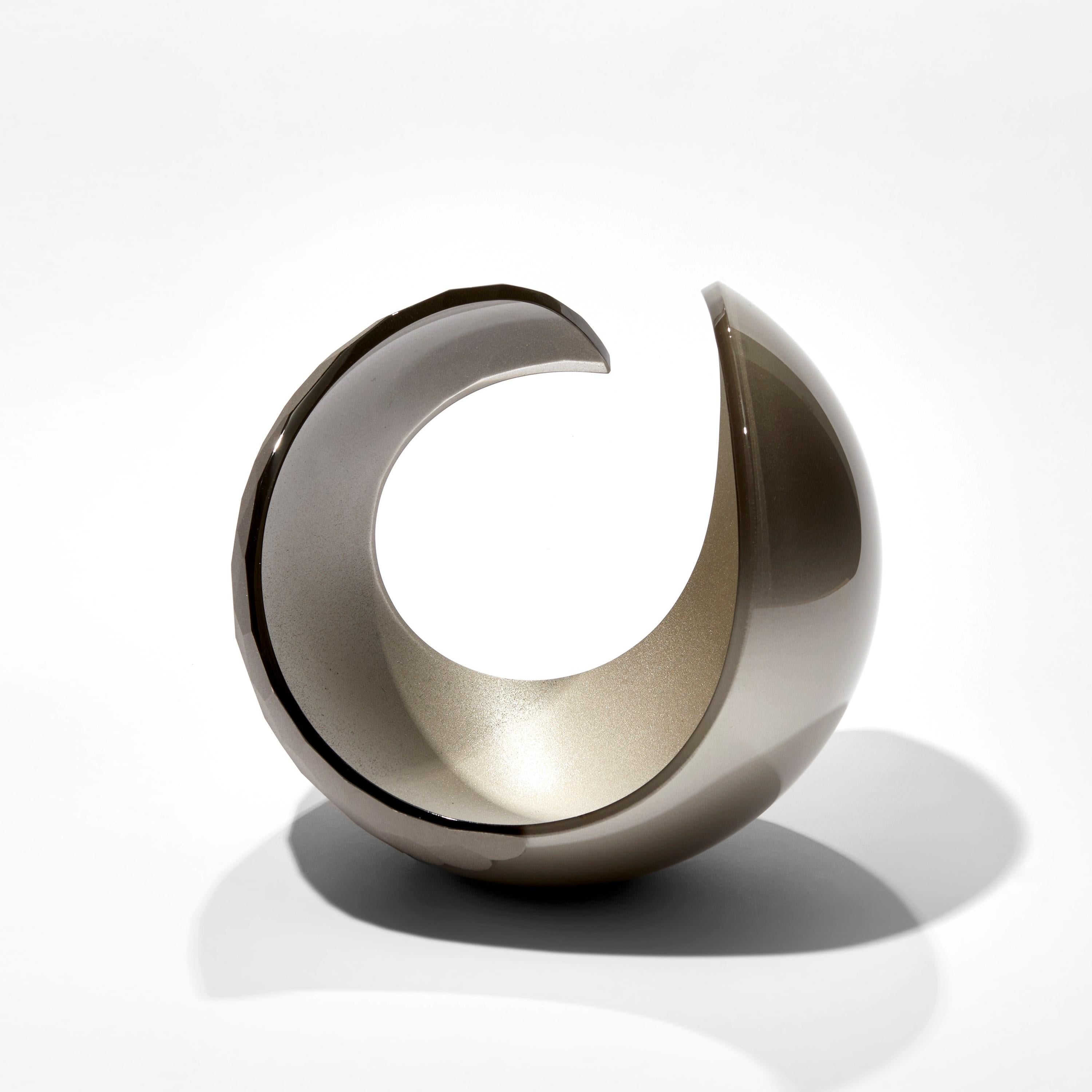 Organic Modern Facetted Bronze Planet, a Cut Glass Centrepiece / Sculpture by Lena Bergström For Sale