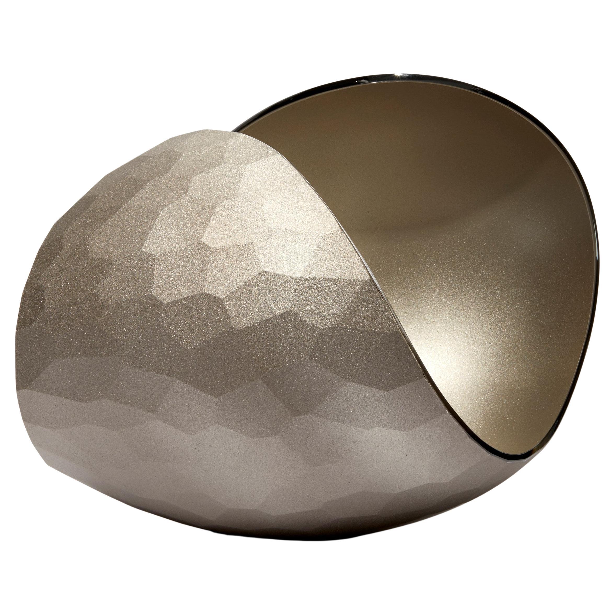 Facetted Bronze Planet, a Cut Glass Centrepiece / Sculpture by Lena Bergström For Sale