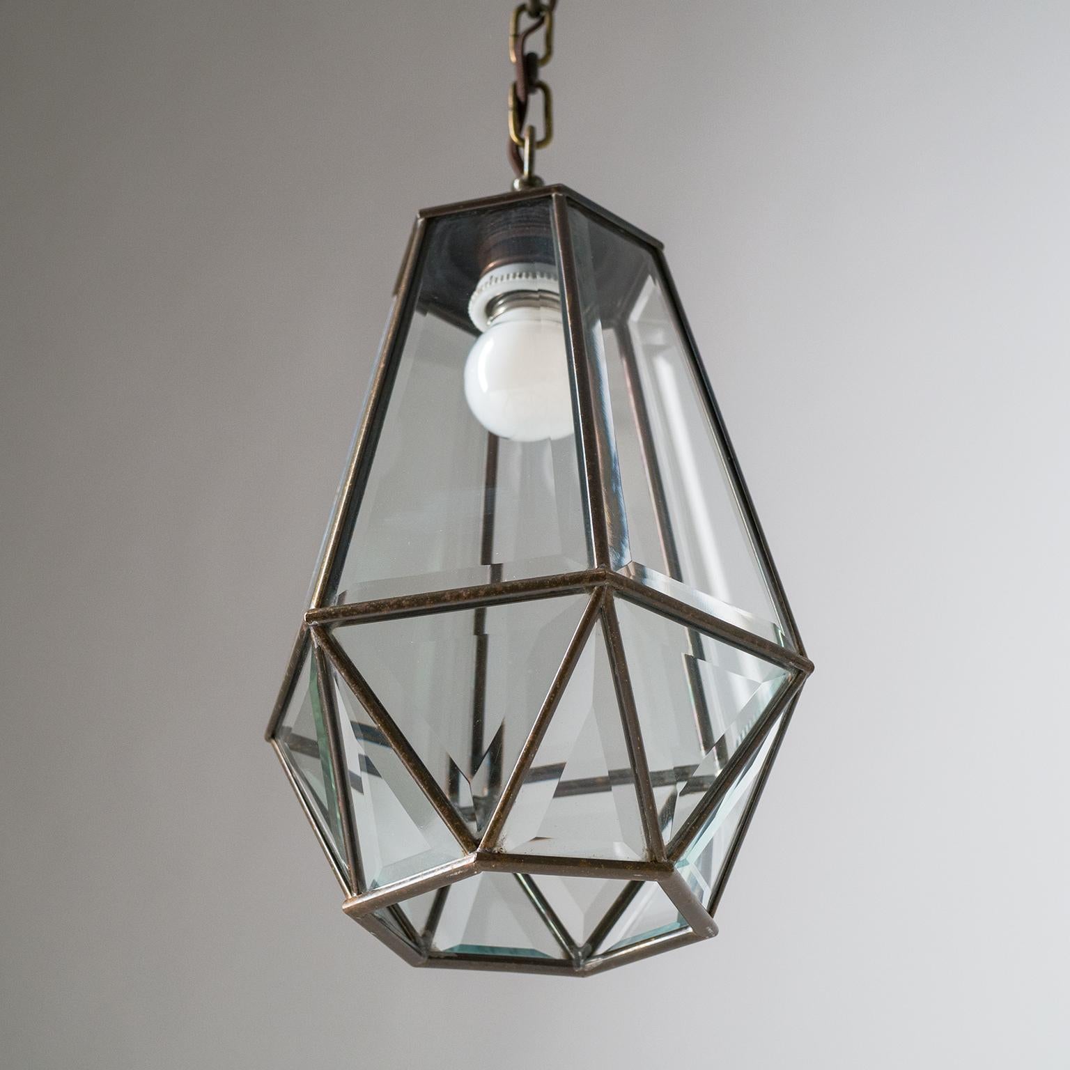 Facetted Glass Lantern, circa 1910 In Good Condition In Vienna, AT