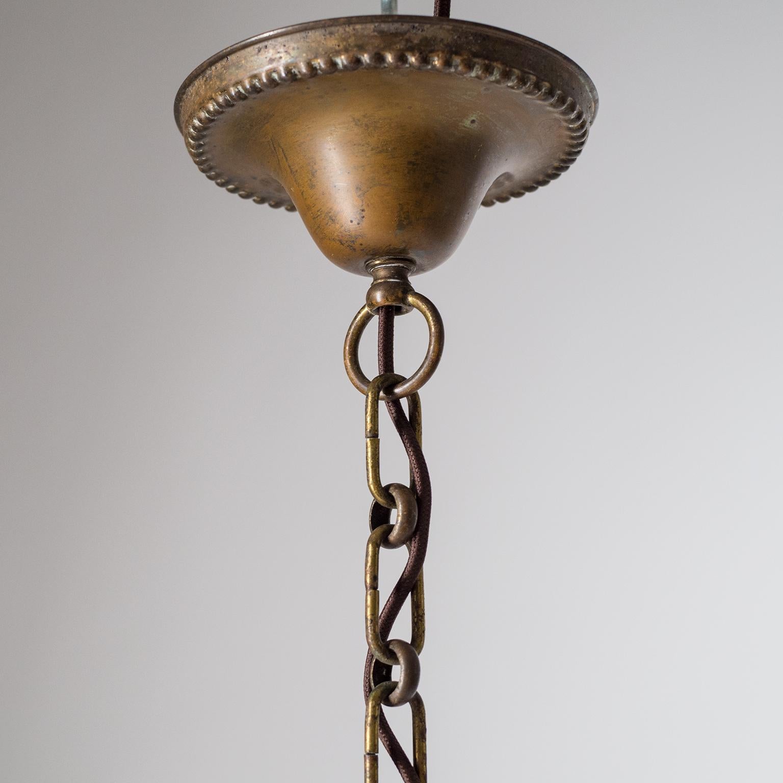Brass Facetted Glass Lantern, circa 1910