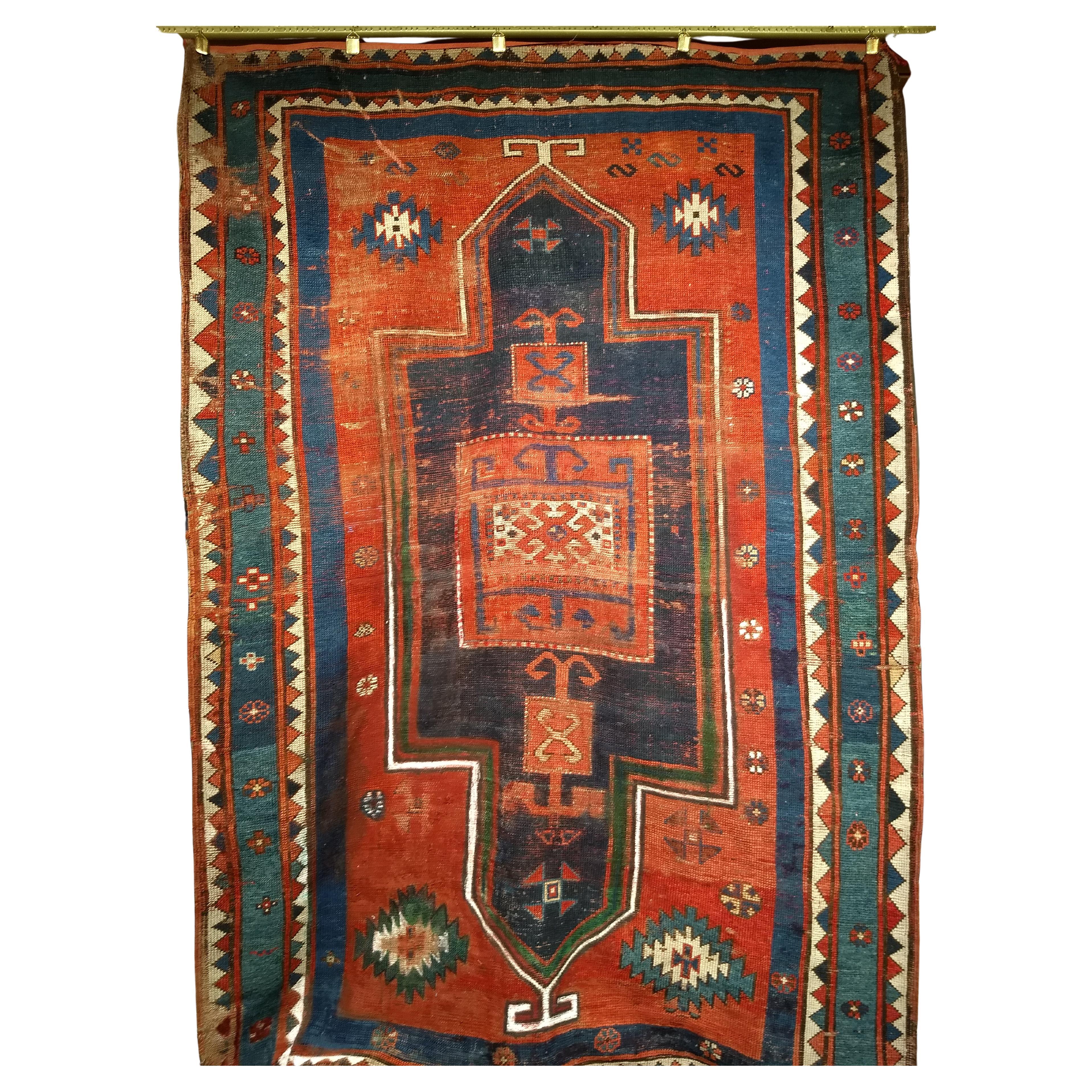 Fachralo Kazak Caucasian Prayer Area Rug