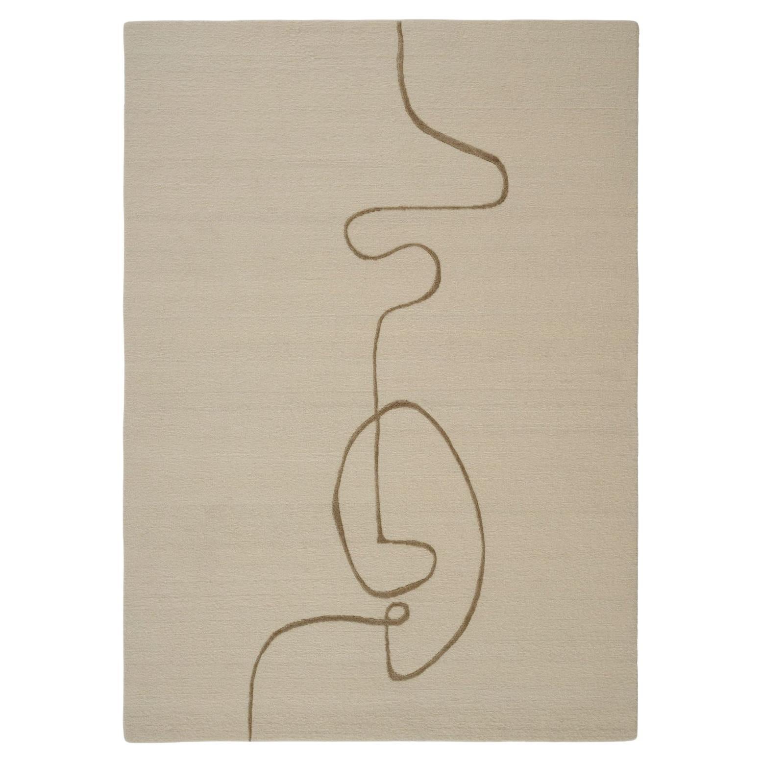 'Facial Maze' Handmade Rug by Linie Design, 240 cm, Wool & Linen For Sale