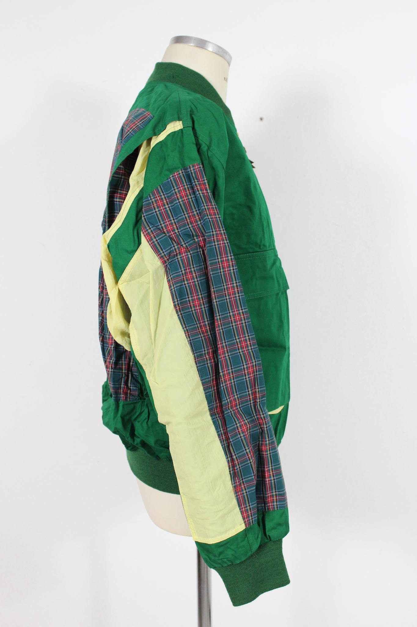 Faconable Green Cotton Vintage Check Jacket In New Condition In Brindisi, Bt