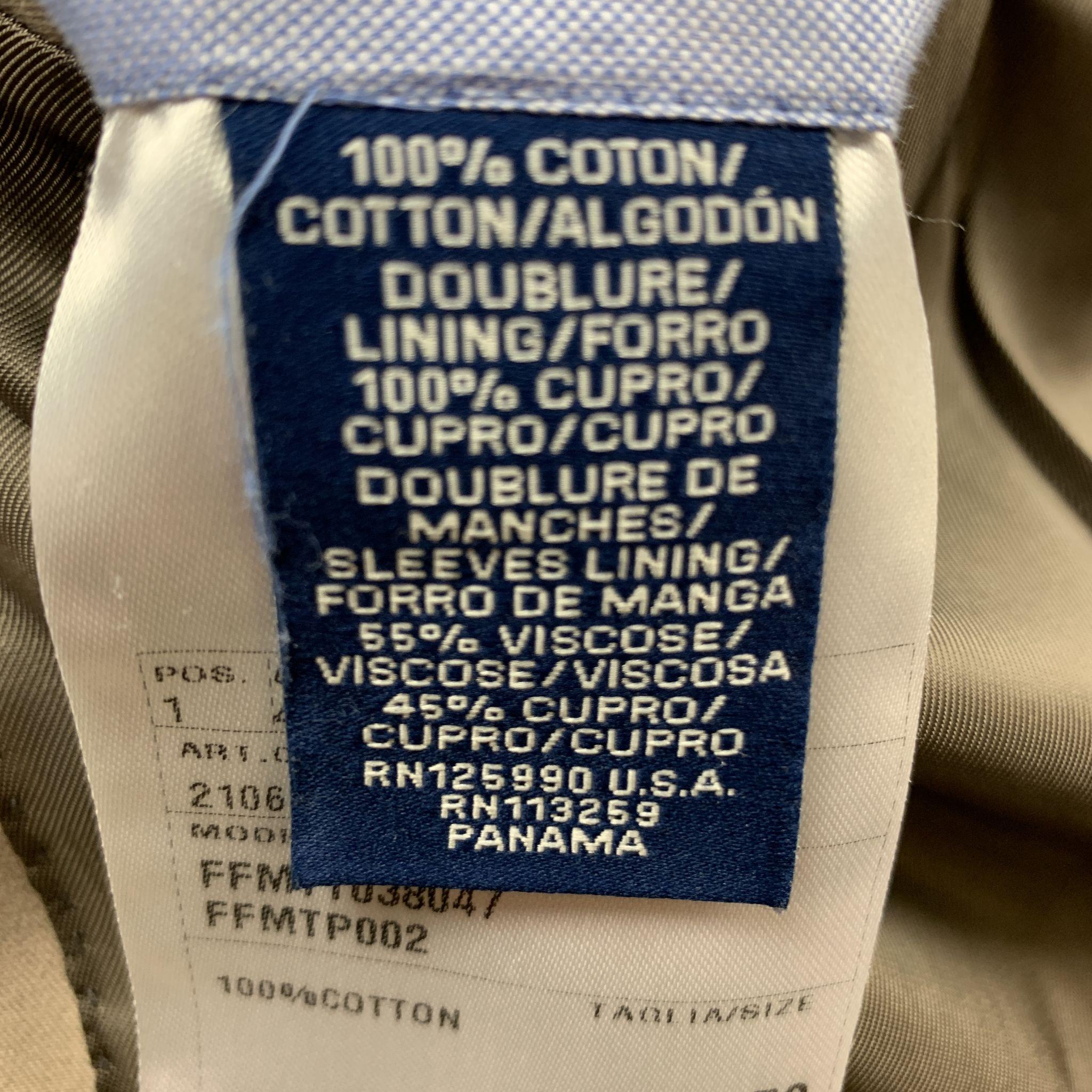FACONNABLE 40 Long Khaki Solid Cotton 28 32 Notch Lapel Suit 1