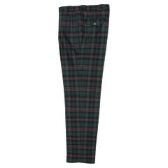 Vintage Faconnable Green Red Cotton Check Trousers Sz 32