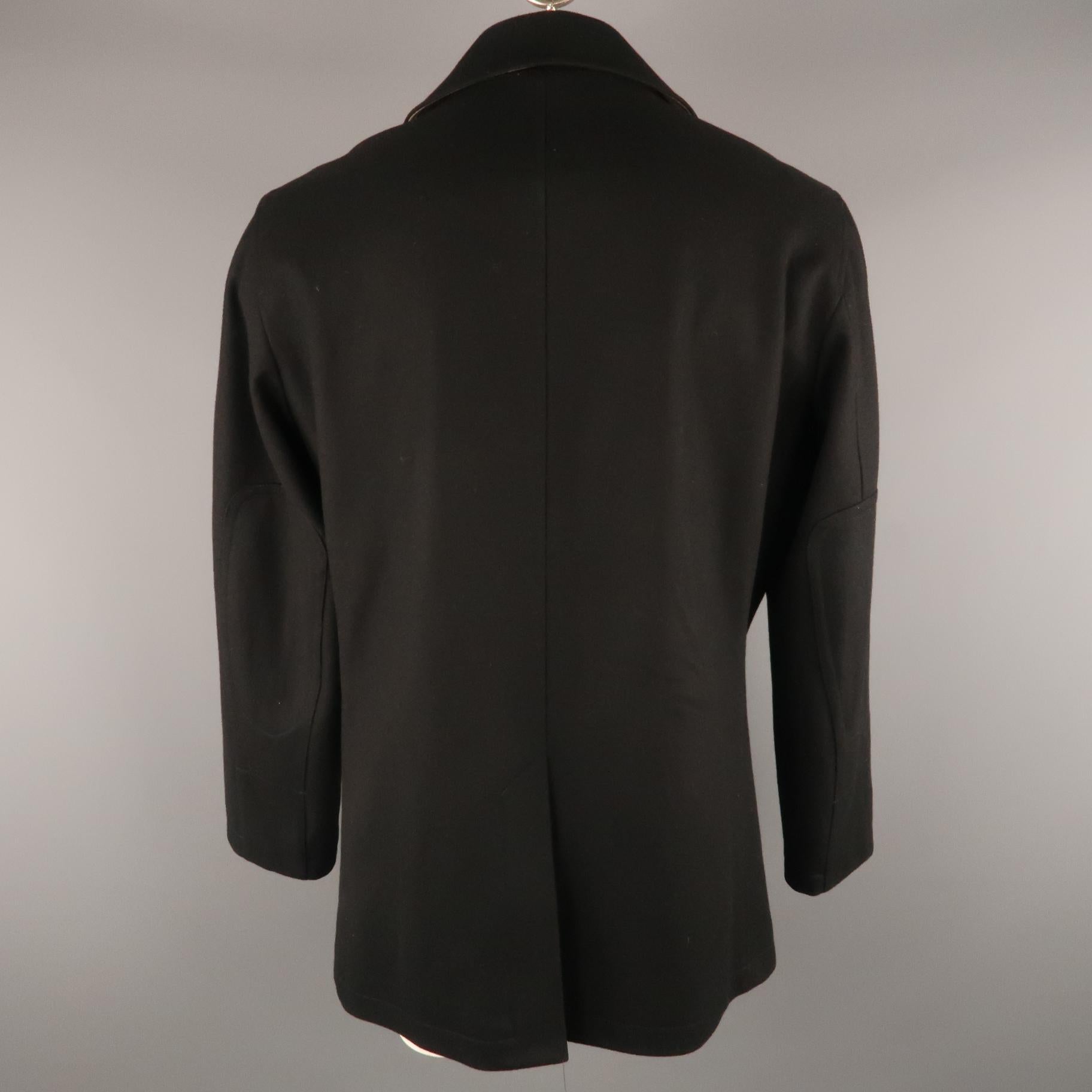 FACONNABLE L Black Wool Peacoat In Excellent Condition In San Francisco, CA