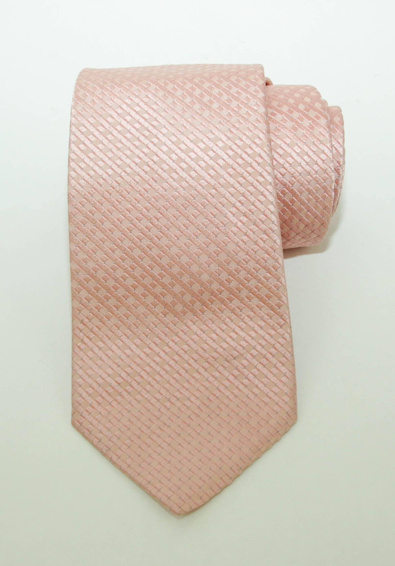 Beige Faconnable Necktie Silk Handmade in Italy For Sale