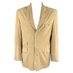 FACONNABLE Größe L Khaki Wildleder Notch Revers Mantel
