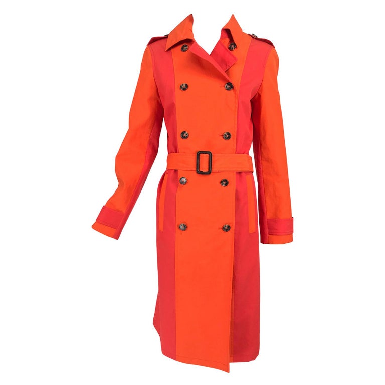 Faconnable' Trench Coat In Two Tone Orange Cotton at 1stDibs