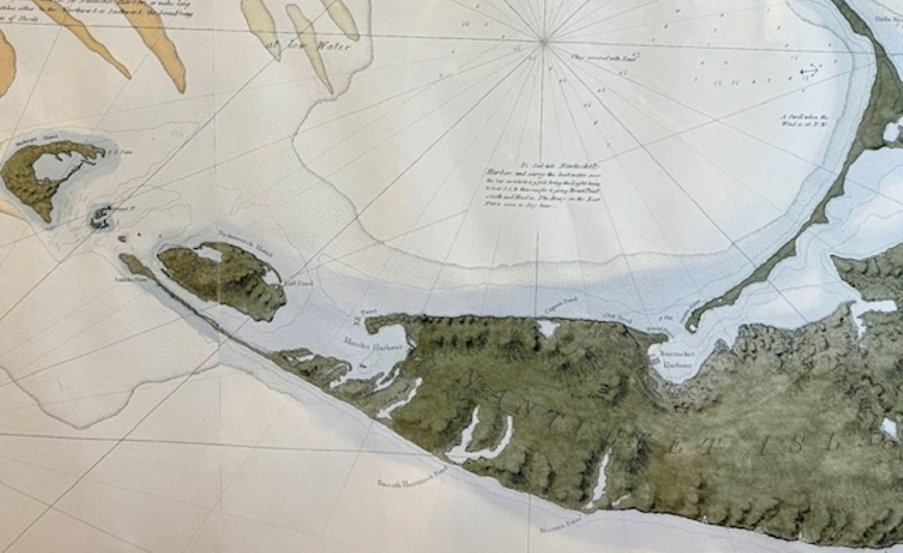 American Facsimile DesBarres (1776) Chart of Nantucket Island, circa 1966 For Sale