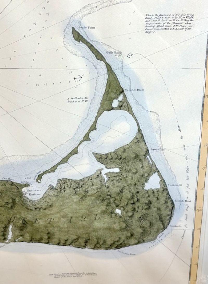 Mid-20th Century Facsimile DesBarres (1776) Chart of Nantucket Island, circa 1966 For Sale