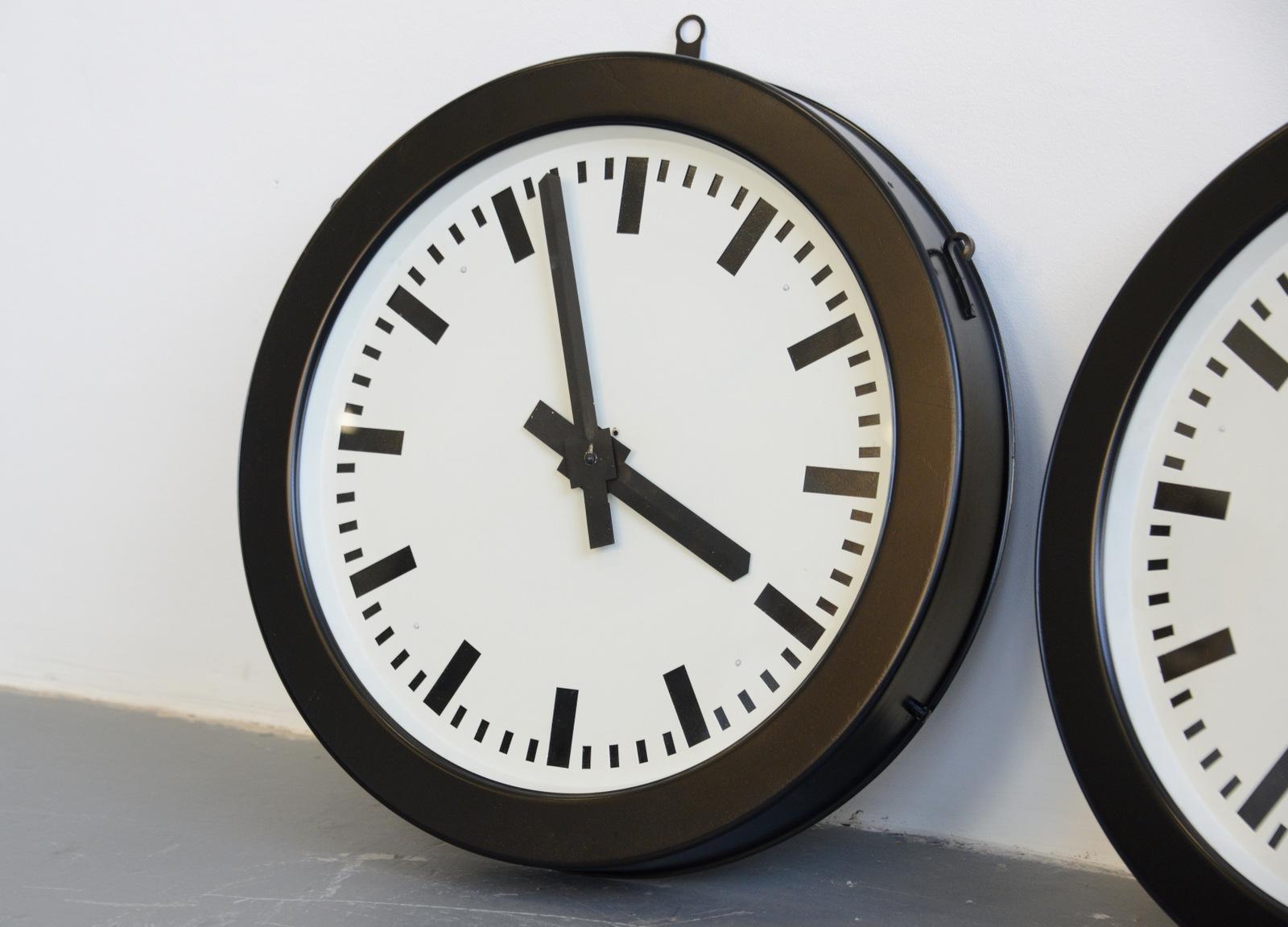 Industrial Factory Clocks by Bohmeyer, circa 1930s