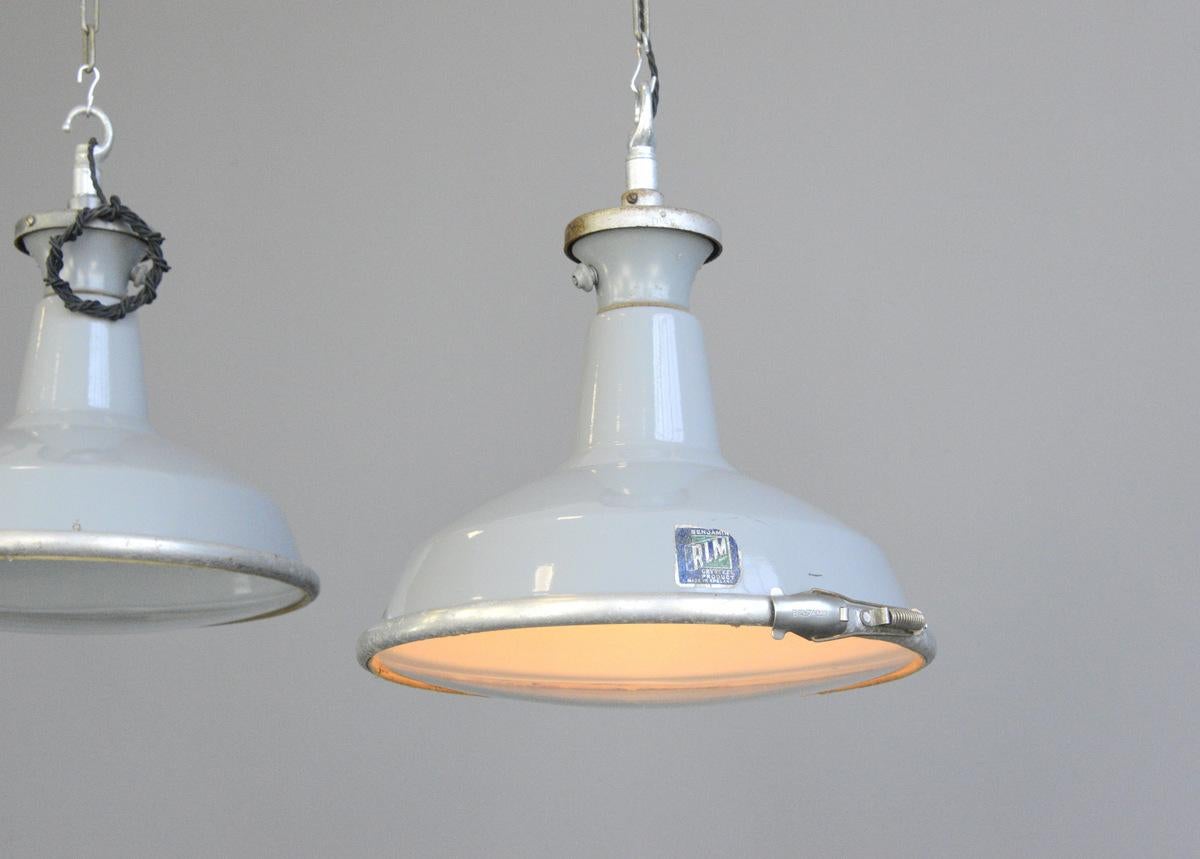 Industrial Factory Lights with Convex Glass Diffusers by Benjamin