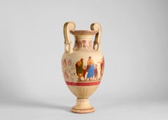 Factory of P. Ipsen, Tall Neoclassical Glazed Ceramic Urn, Denmark, 19th Century