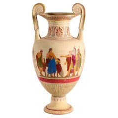 Factory of P. Ipsen, Tall Neoclassical Glazed Ceramic Urn, Denmark, 19th Century