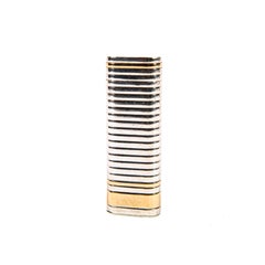 Factory Solid Silver and 18k Gold Cartier Les Must Lighter in Box 1970s