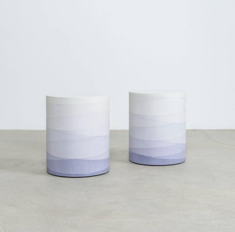 Cast Fade Drum, Lavender Cement by Fernando Mastrangelo For Sale