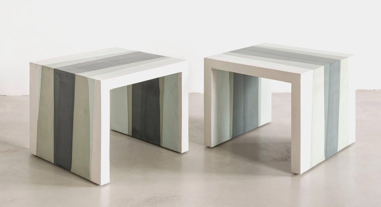 Cast Fade Side Table, Hunter Green Cement by Fernando Mastrangelo For Sale