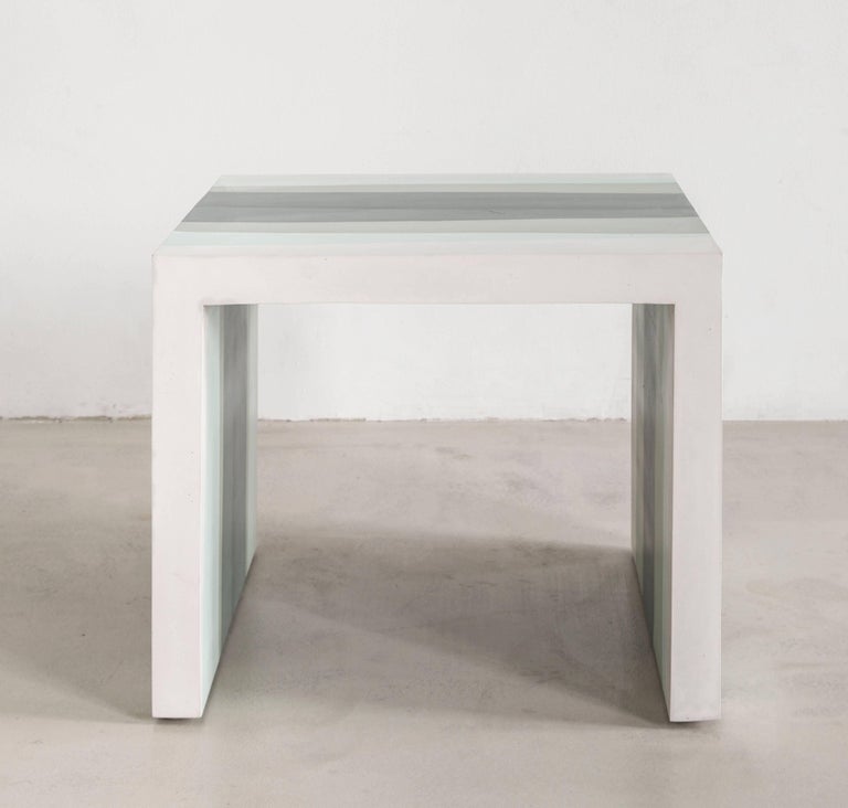 Fade Side Table, Hunter Green Cement by Fernando Mastrangelo In New Condition For Sale In Brooklyn, NY