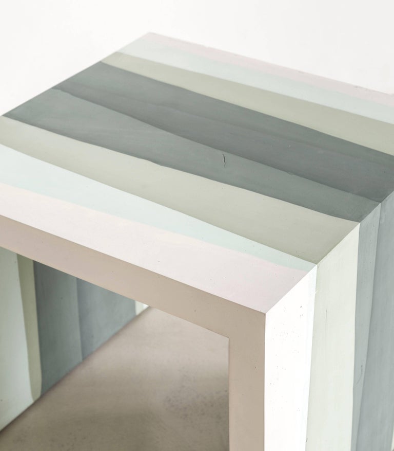 Contemporary Fade Side Table, Hunter Green Cement by Fernando Mastrangelo For Sale