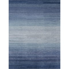 'Fade, Indigo' Hand-Knotted Tibetan Rug Made in Nepal by New Moon Rugs