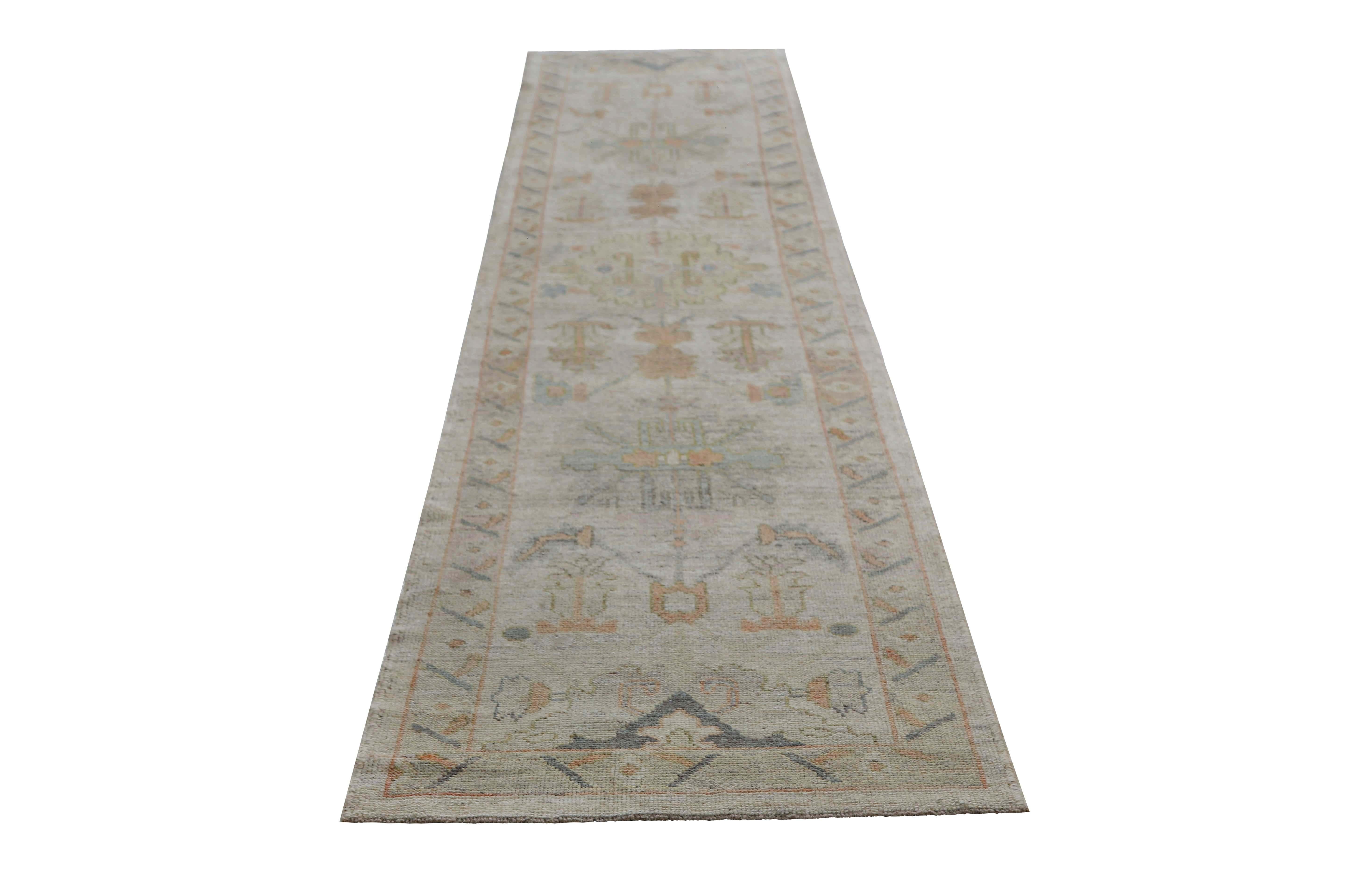 Contemporary Faded Brown Turkish Sultanabad Runner Rug  For Sale