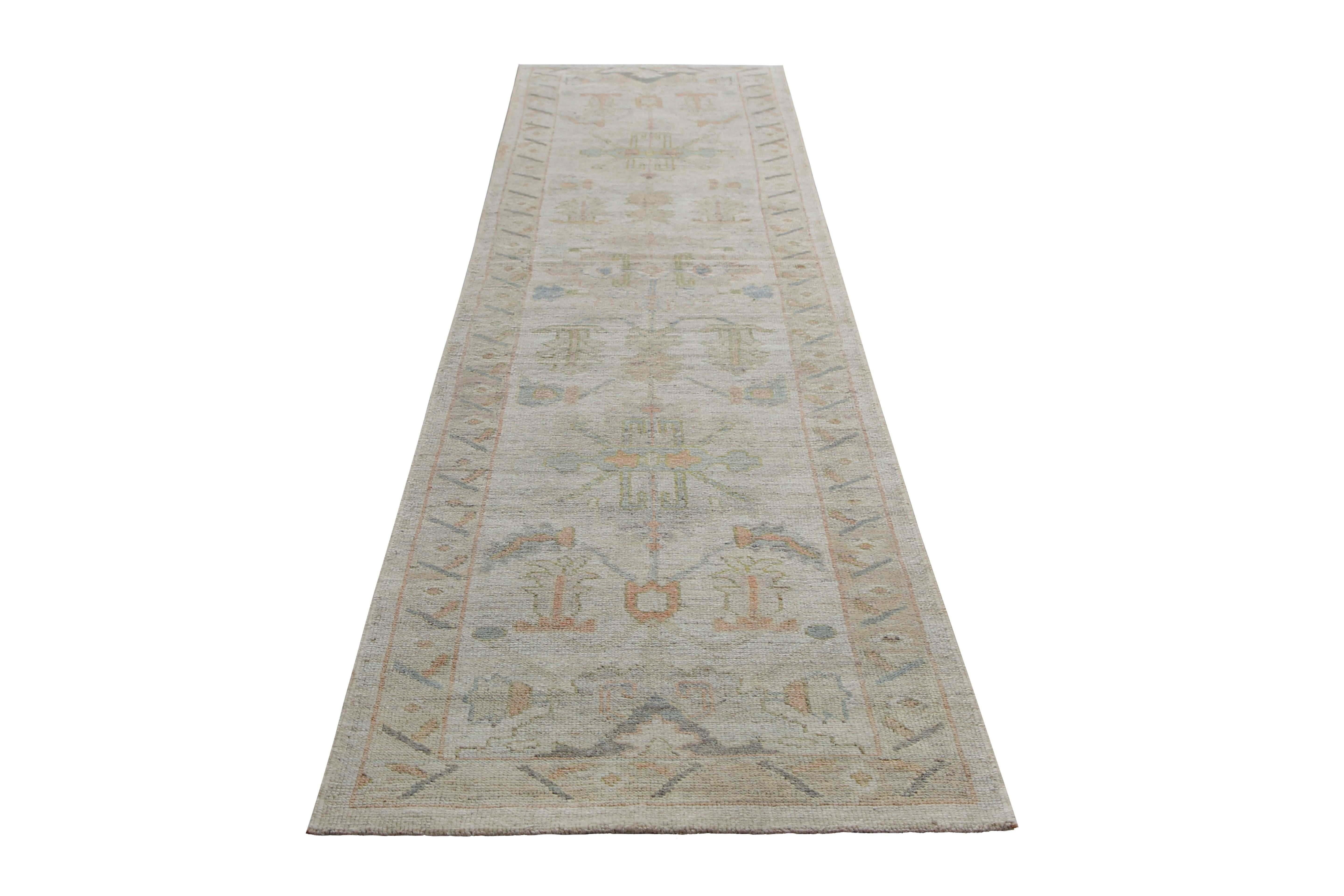 Contemporary Faded Brown Turkish Sultanabad Runner Rug  For Sale