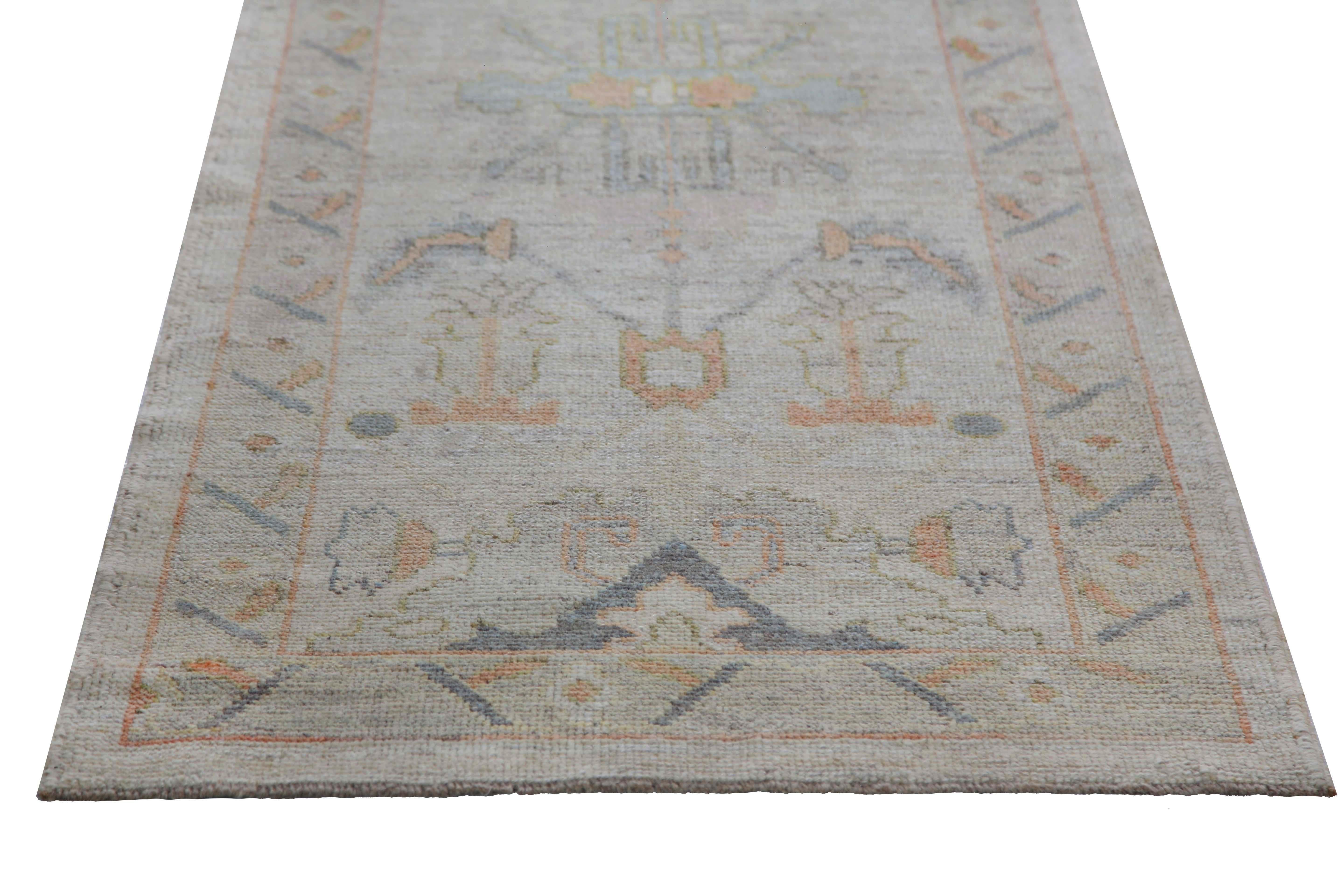 Faded Brown Turkish Sultanabad Runner Rug  For Sale 1