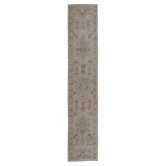 Faded Brown Turkish Sultanabad Runner Rug 