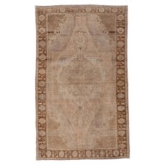 Faded Central Medallion on Crisp Khaki Field - Oushak 1930s