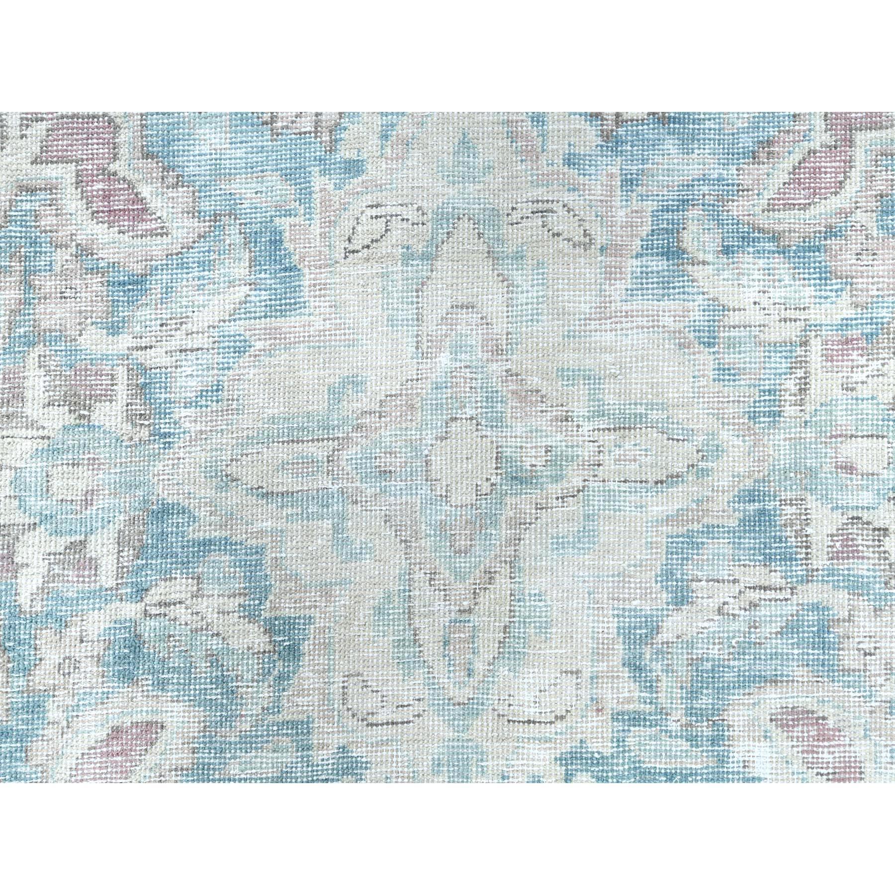 Faded Champagner, Distressed, Vintage Persian Kerman, getragene Wolle, handgeknüpfter Teppich im Angebot 2