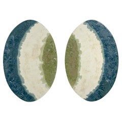 Faded Denim x Machine Green, Ceramic Crystal Glaze Painting by William Edwards