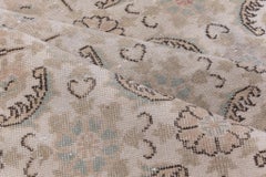 Faded Grey with Red Trim Oushak, Floral Symbols Across