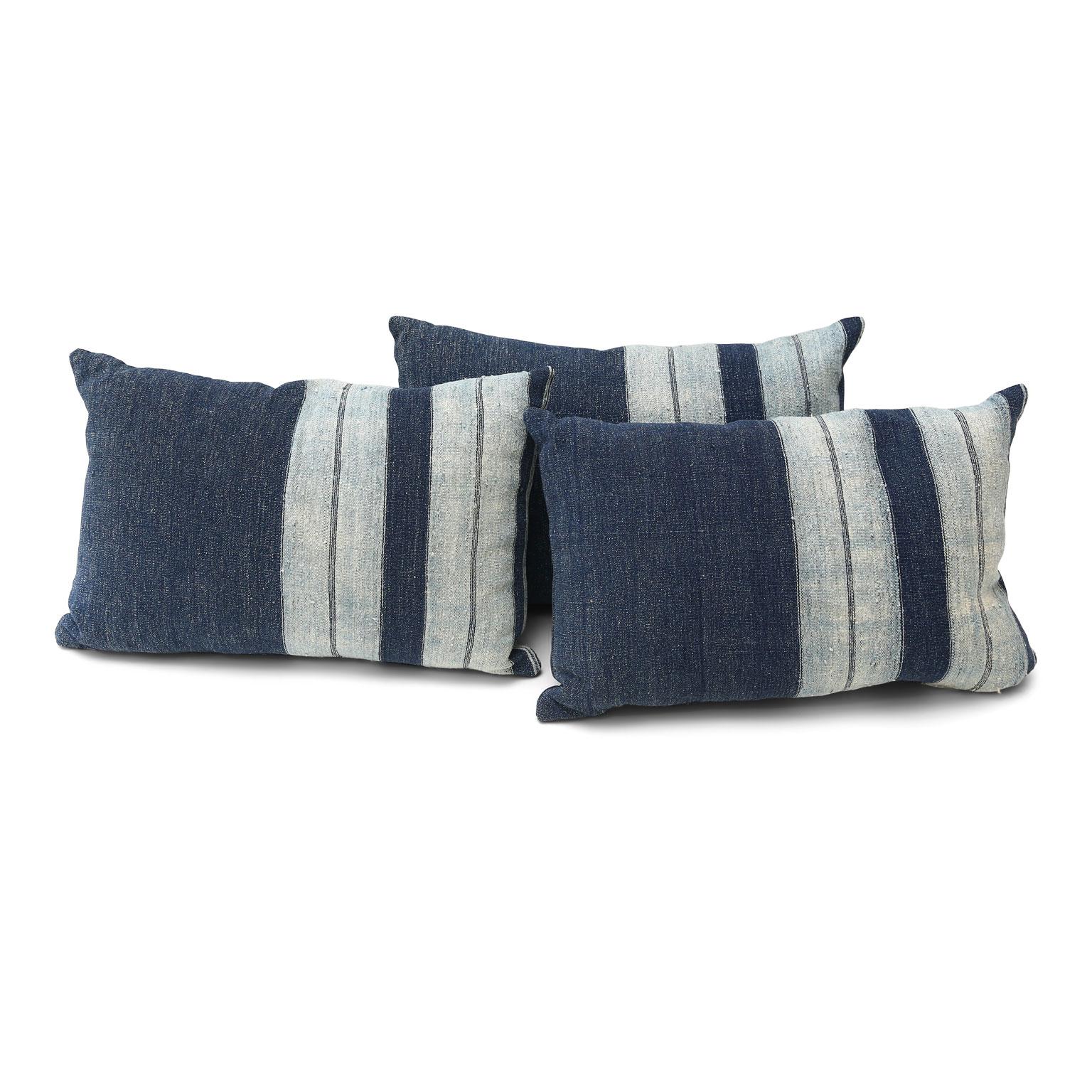 Contemporary Faded Indigo Cushions