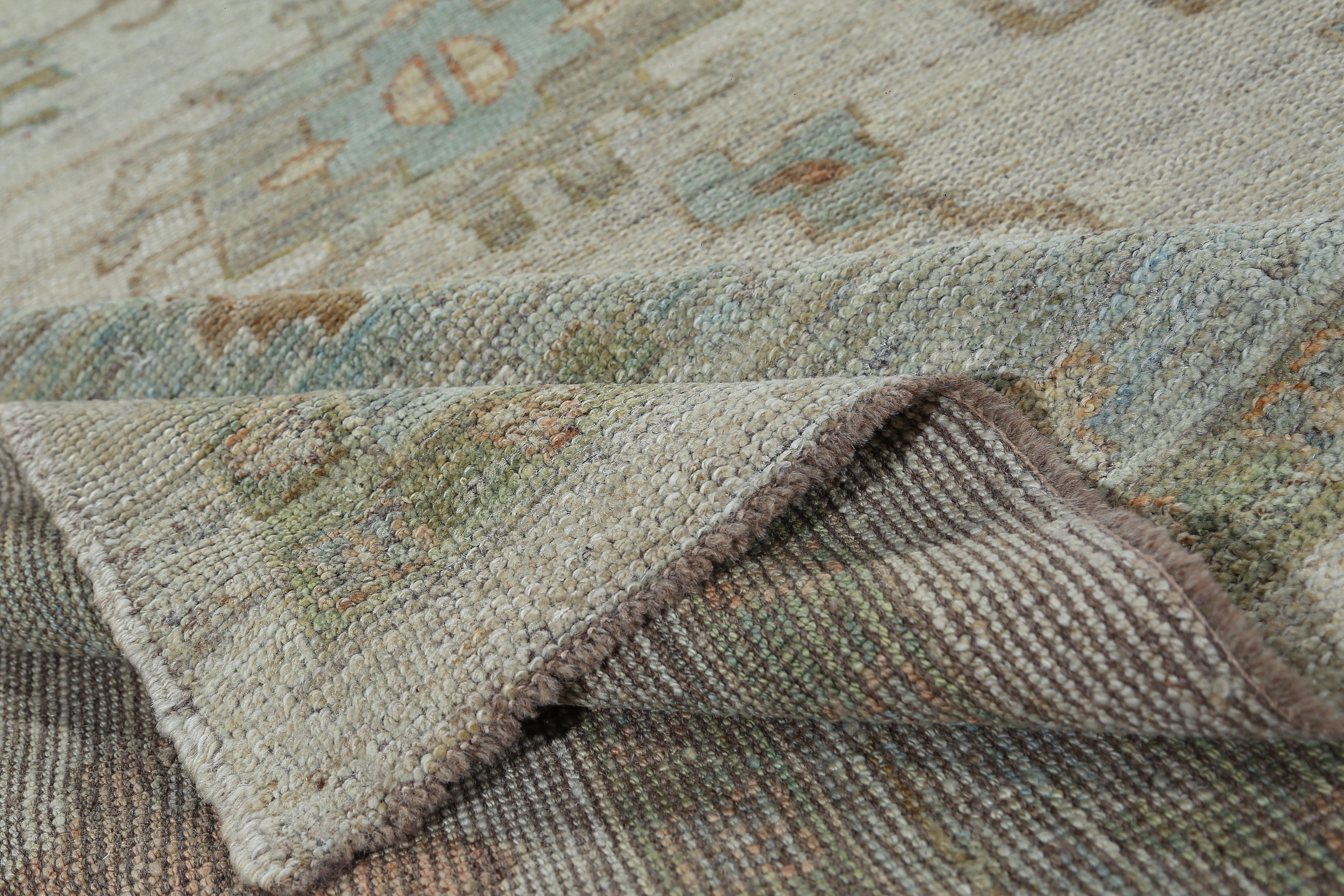 Afghanistan Oushak Area Rugs Circa 1990 - Wool Ivory Design - 95451 For Sale 2