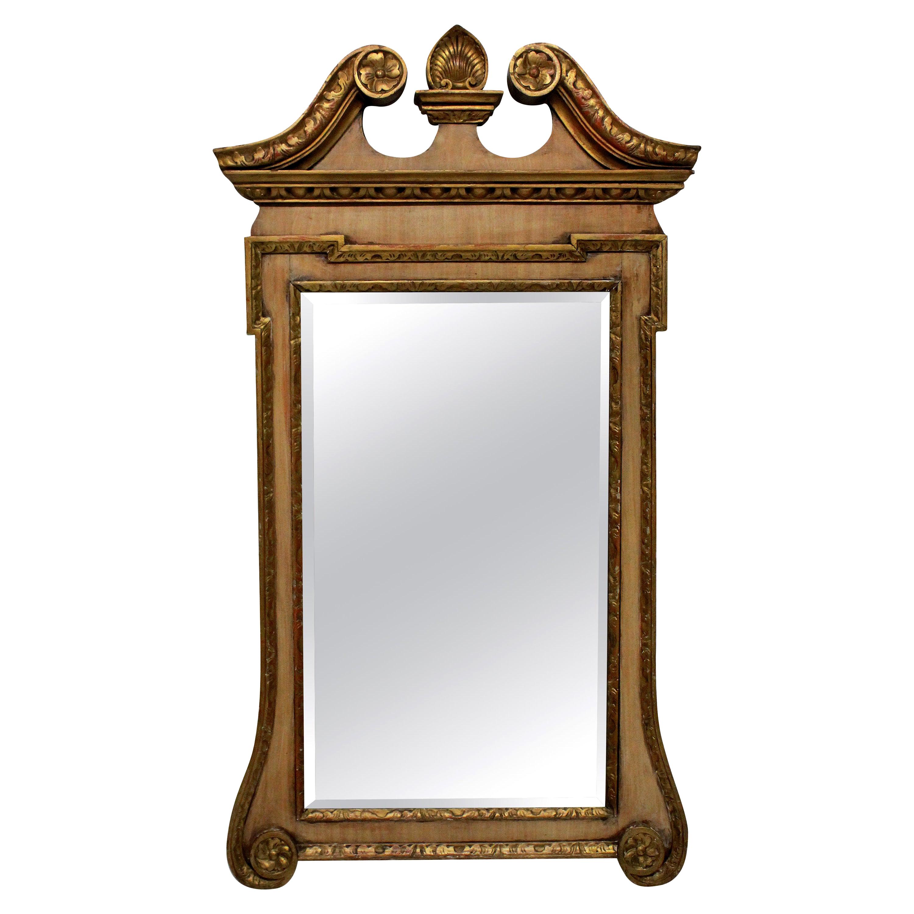 Faded Mahogany and Giltwood George II Style Mirror