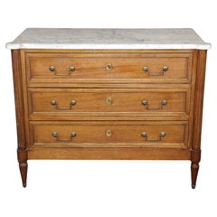 Verblasstes Mahagoni Weiß Carrara Marmor Jansen Stil Directoire Stil Kommode