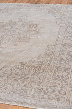 Faded Mega Medallion on Turkish Oushak in Grey Silver Black