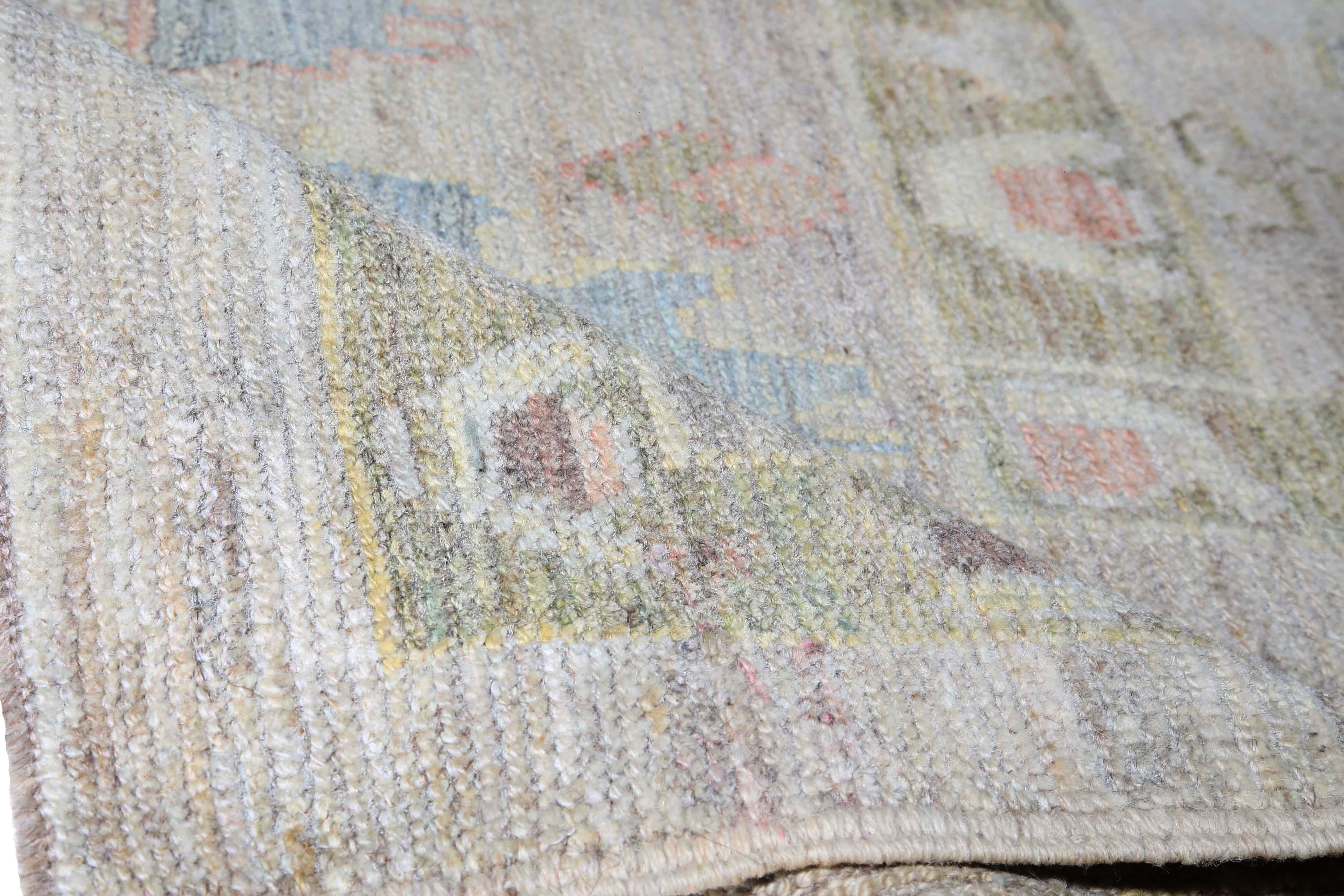 Hand-Woven Faded Pastel Handmade Oushak Rug For Sale