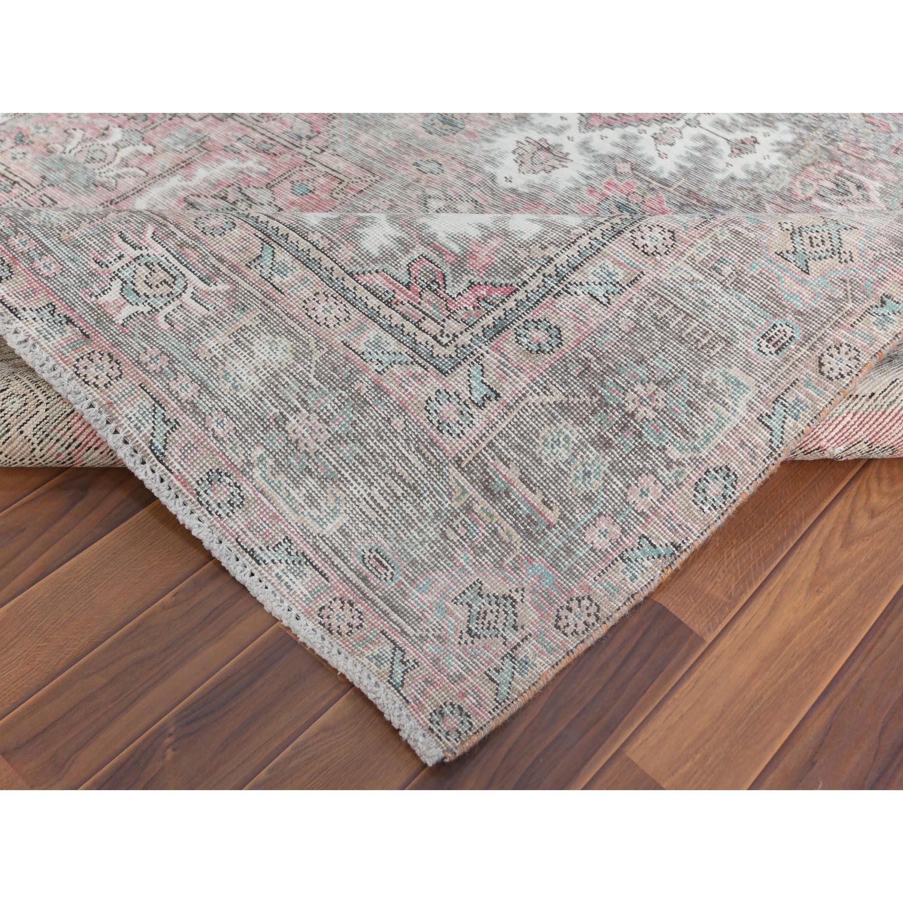 Faded Pink Persian Tabriz Vintage Look Shabby Chic Oriental Teppich (Mitte des 20. Jahrhunderts)