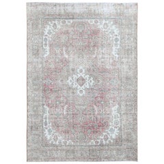 Faded Pink Persian Tabriz Vintage Look Shabby Chic Oriental Teppich
