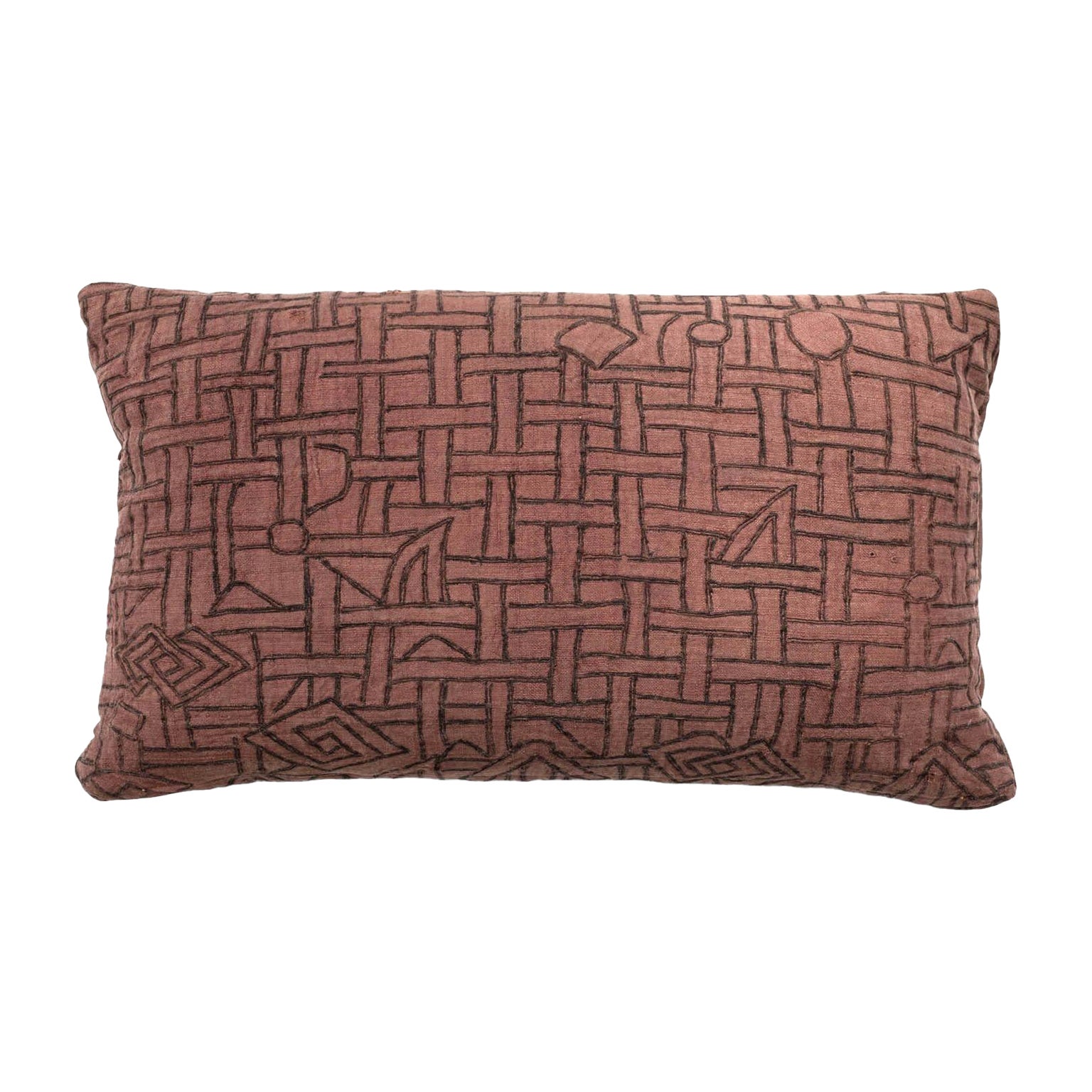 Faded Plum-Color Embroidered Lumbar Cushion
