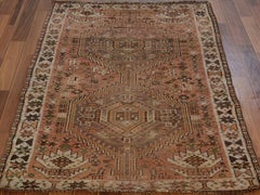 Faded Red Old and Worn Down Persian Shiraz Hand Knotted Oriental Rug
