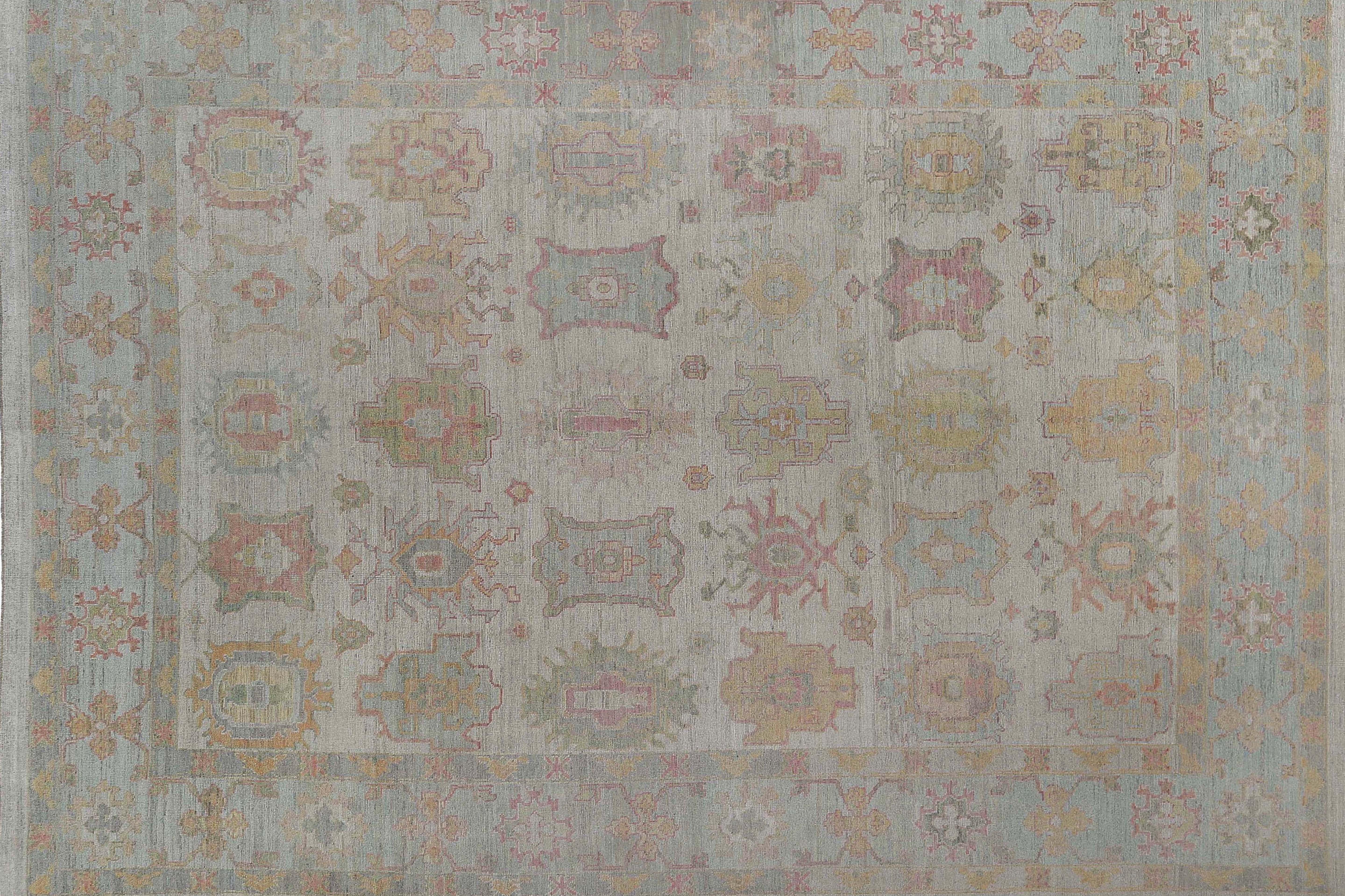 Wool Faded Turkish Oushak Rug For Sale