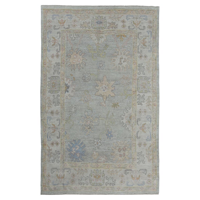 Faded Turkish Oushak Rug For Sale at 1stDibs